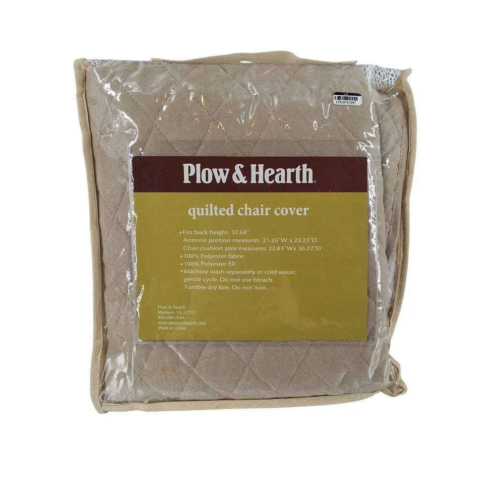 Plow & Hearth Quilted Chair Cover Taupe Furniture Protector Pet Cover 64305 TAU